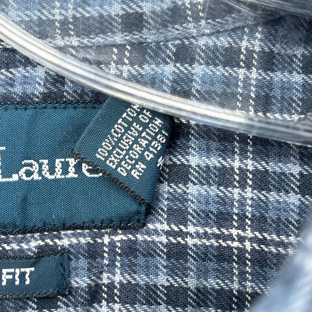 Ralph Lauren Shirt Mens XL Blue Plaid Button Down Long Sleeve 90s Vintage